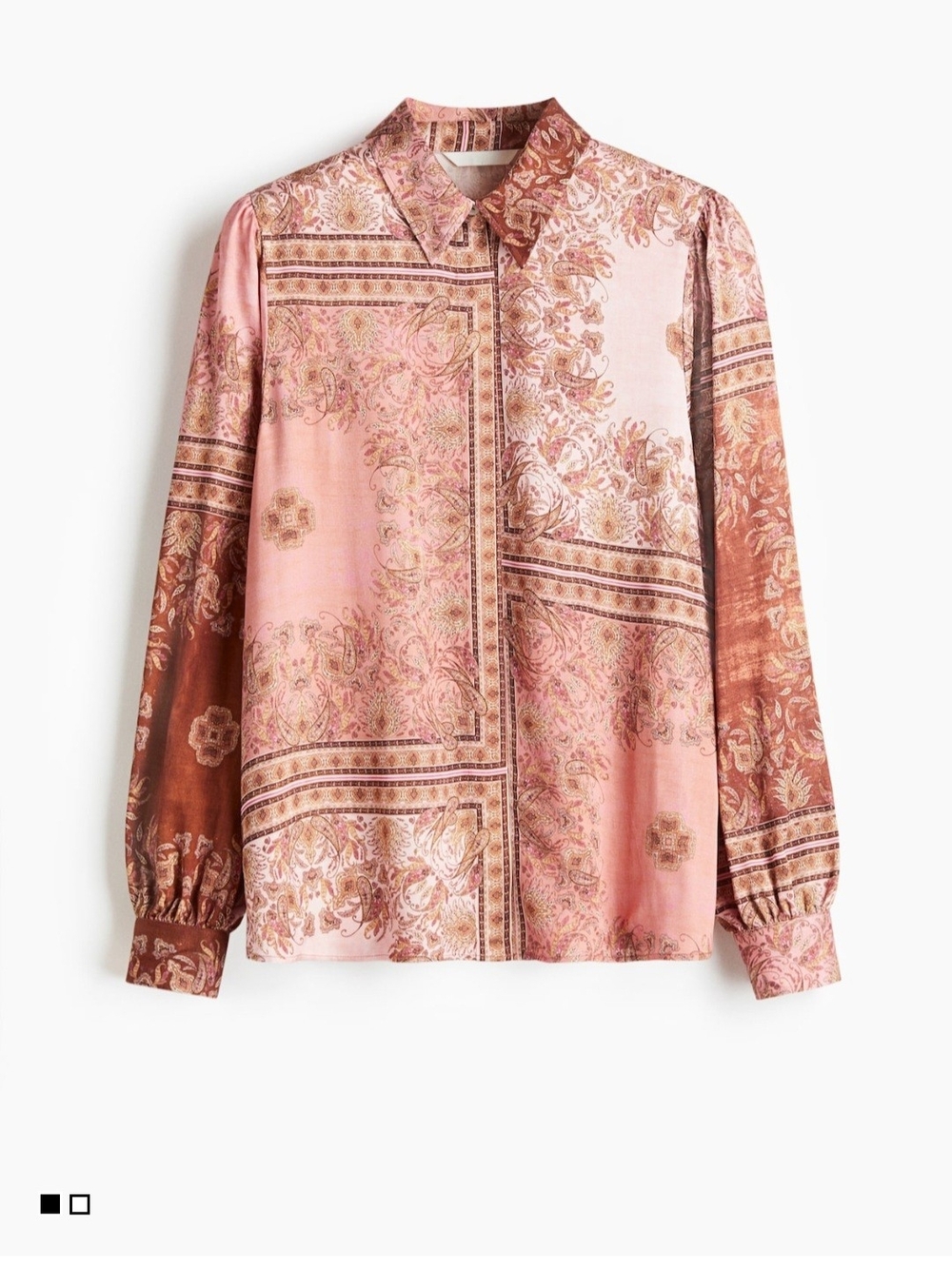 Women's Pink Paisley Button-Up Blouse